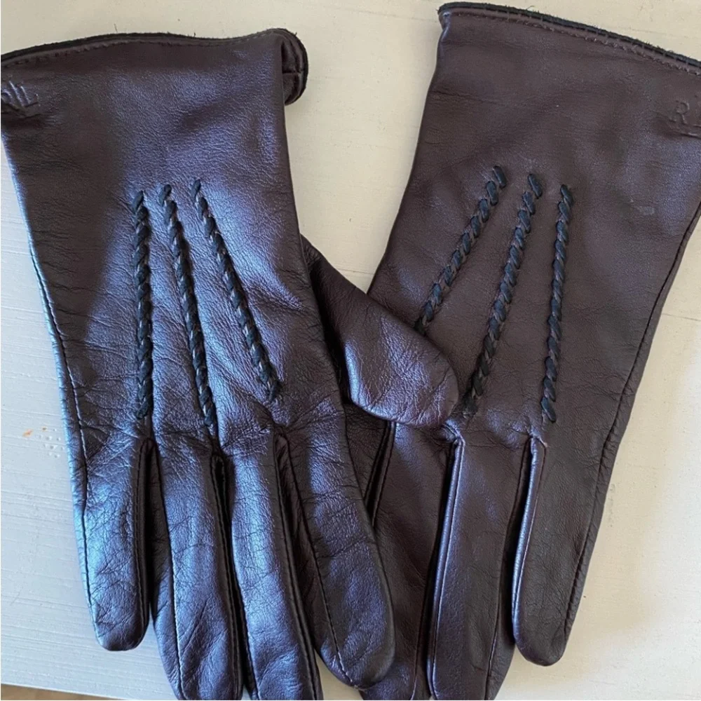 Womens Ralph lauren Brown Winter leather gloves large